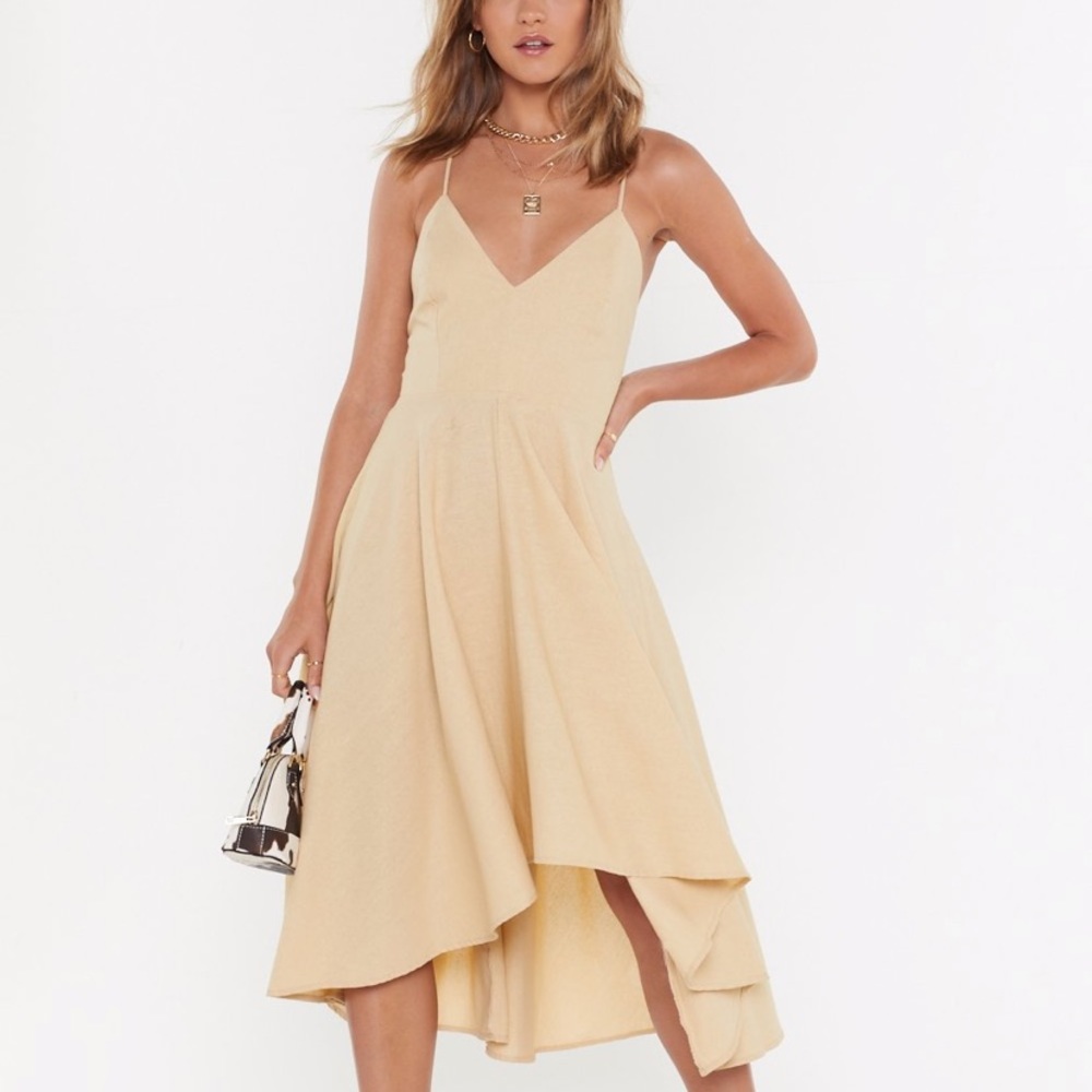 Nasty Gal Yellow/Beige Midi Dress